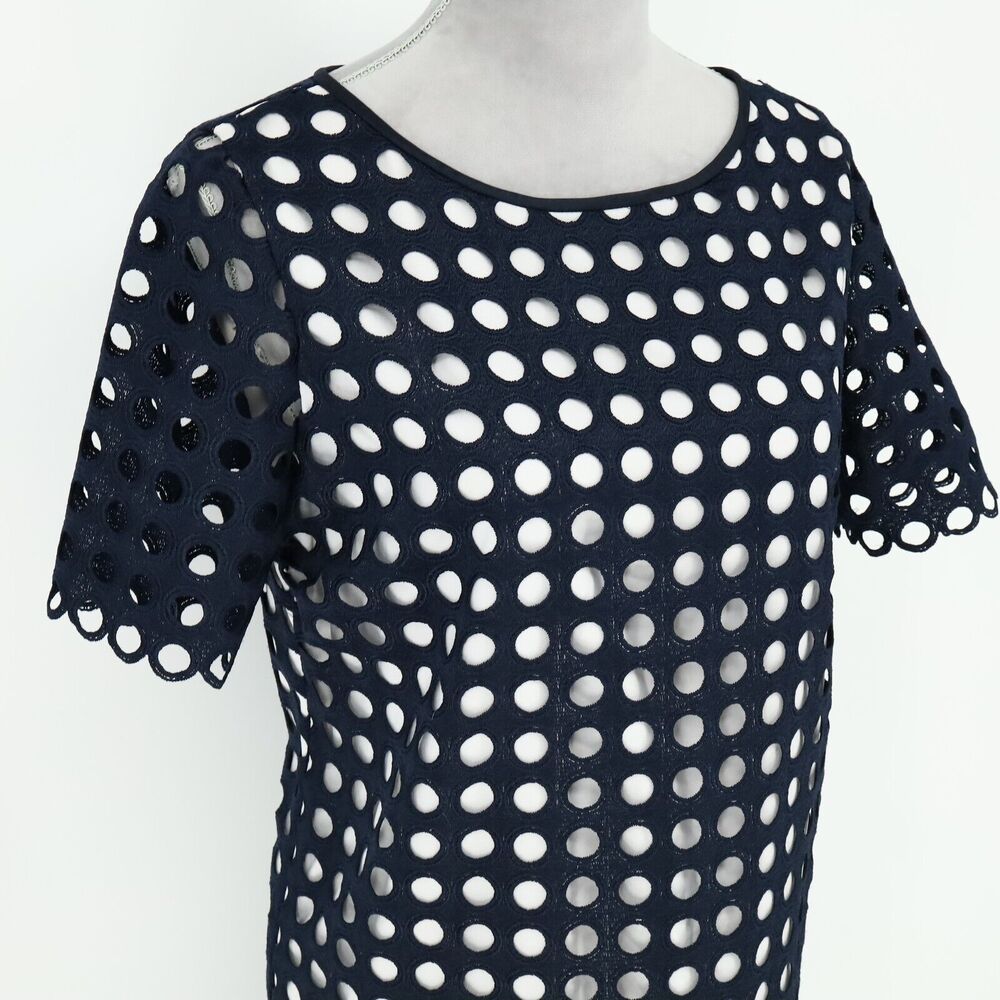 Catherine Malandrino Dress Womens 4 Navy Blue White Lining Shift Office Career - Picture 6 of 12